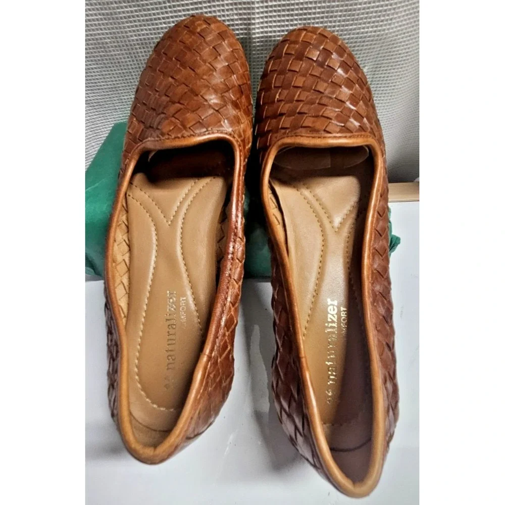 NATURALIZER‎ woven leather brown flats woman Sz 7.5Narrow